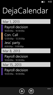 DejaCalendar - WP8