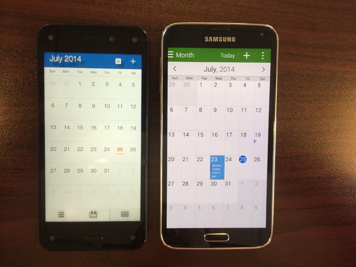 Multiple appointments are hard to see on Fire Phone Calendar Month view