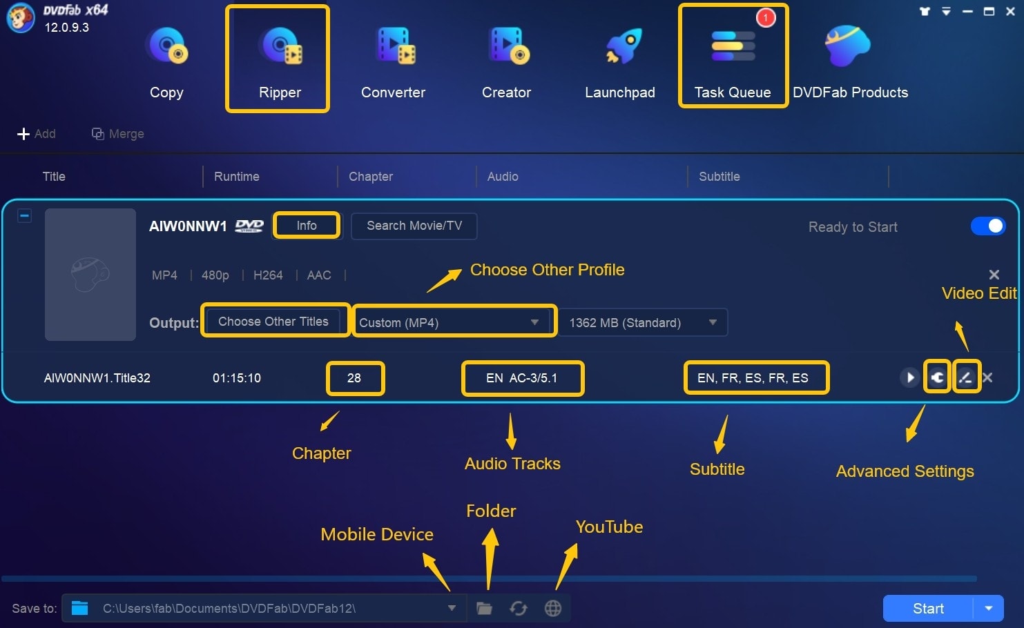 Choose one profile and customize the output DVD video.