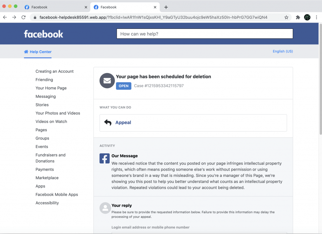 FACEBOOK PHISHING SCAM