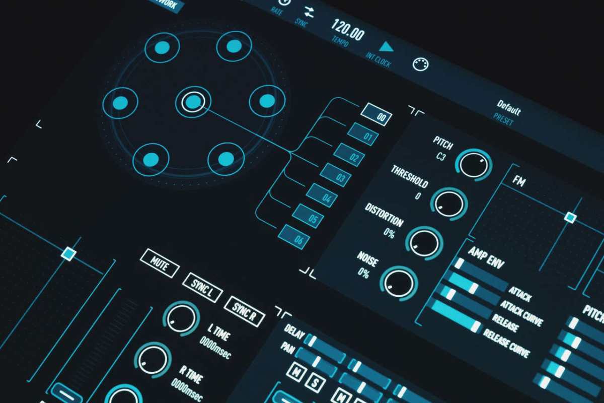 A high-tech digital interface showcasing control parameters and futuristic data visualization.