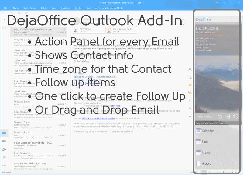 DejaOffice PC CRM for Outlook Add-In Detail