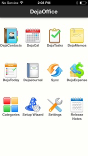 DejaOffice Home screen is a launch pad to your CRM data